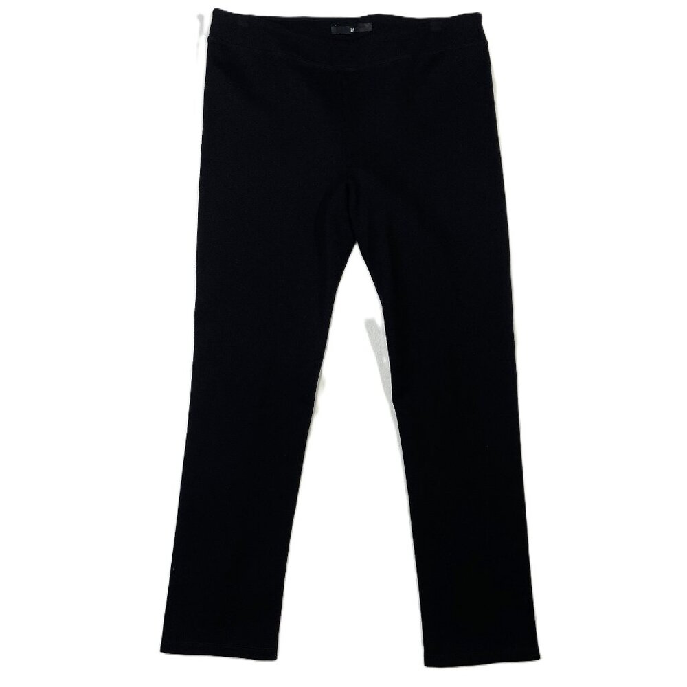 Jarbo Thick Ponte Knit Leggings Black Seamed Back Cropped Size L